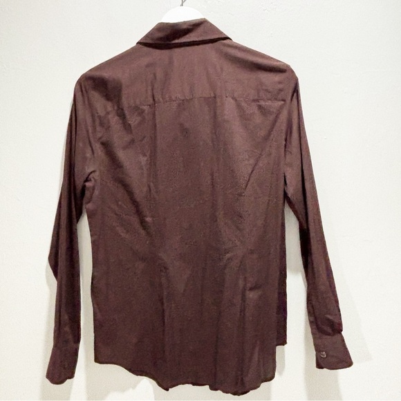 New COLDWATER CREEK Women’s Brown Tuck Front Button Up Long Sleeve Shirt Size M - Picture 3 of 9